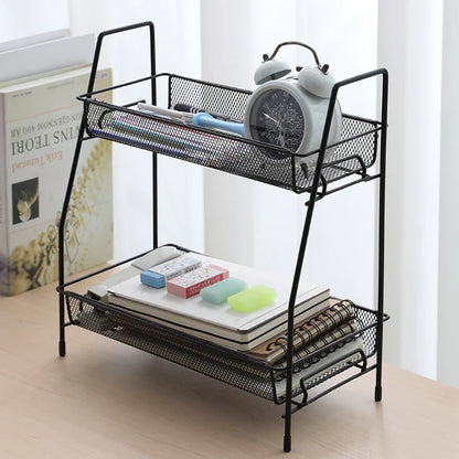 2 layer multi purpose mini portable iron organizer shelf