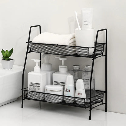 2 layer multi purpose mini portable iron organizer shelf