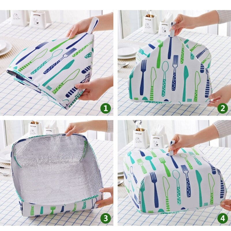 2 PC Foldable Insulated Food Dish Cover (Random Color)