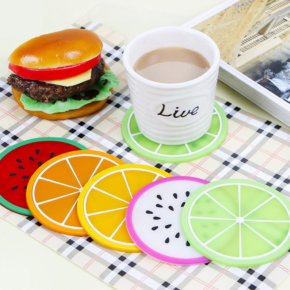 3 PC Silicone Fruit Cup Mat Coaster Insulation Pad