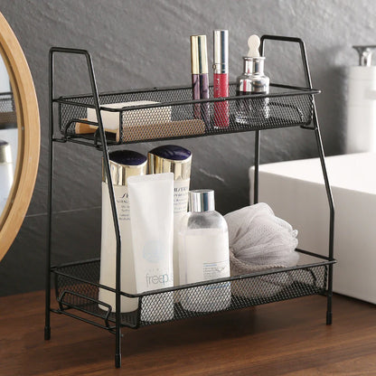 2 layer multi purpose mini portable iron organizer shelf