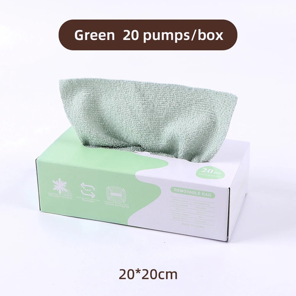 20PCS/Box Microfiber Towel Cloth Rags Absorbent Kitchen Cleaning Dishcloth Non-stick Oil Dish Rags Napkins Tableware Home Cleaning Towels Removable Microfiber Cloth Box