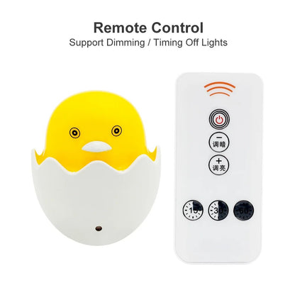 Timing Remote Control Wall Socket LED Night Light 110V 220V EU Plug Lovely Cartoon Yellow Duck Light Sensor LED Night Lamp