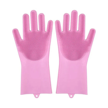 1 Pair Multi Purpose Long Magic silicone rubber gloves Waterproof scrub glove silicone dish washing gloves kitchen
