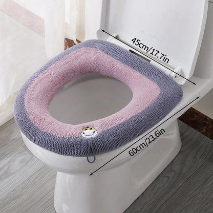 Bathroom Accessories Toilet Seat Covers,Soft and Comfortable Bathroom Toilet Seat Cushion Cover Pads,Washable Reusable - Random Color - 1Pc