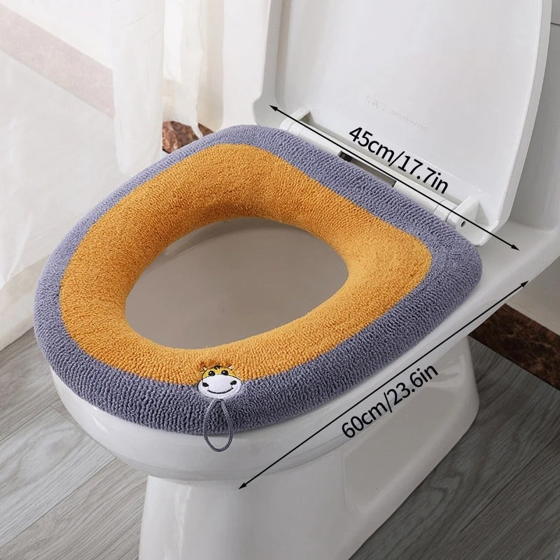 Bathroom Accessories Toilet Seat Covers,Soft and Comfortable Bathroom Toilet Seat Cushion Cover Pads,Washable Reusable - Random Color - 1Pc