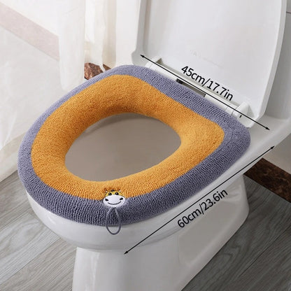 Bathroom Accessories Toilet Seat Covers,Soft and Comfortable Bathroom Toilet Seat Cushion Cover Pads,Washable Reusable - Random Color - 1Pc