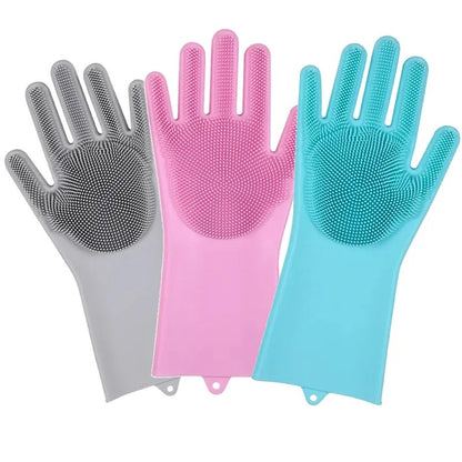 1 Pair Multi Purpose Long Magic silicone rubber gloves Waterproof scrub glove silicone dish washing gloves kitchen
