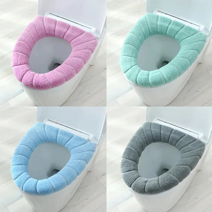 Bathroom Accessories Toilet Seat Covers,Soft and Comfortable Bathroom Toilet Seat Cushion Cover Pads,Washable Reusable - Random Color - 1Pc
