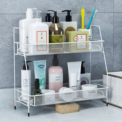 2 layer multi purpose mini portable iron organizer shelf