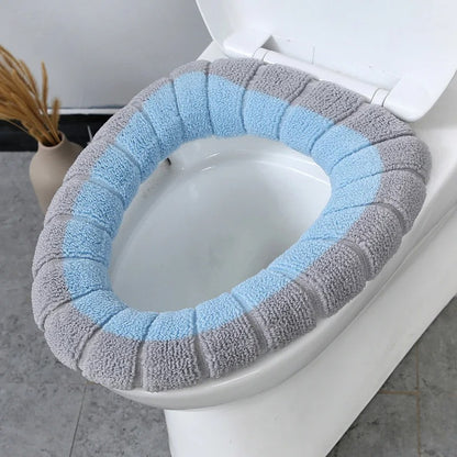 Bathroom Accessories Toilet Seat Covers,Soft and Comfortable Bathroom Toilet Seat Cushion Cover Pads,Washable Reusable - Random Color - 1Pc