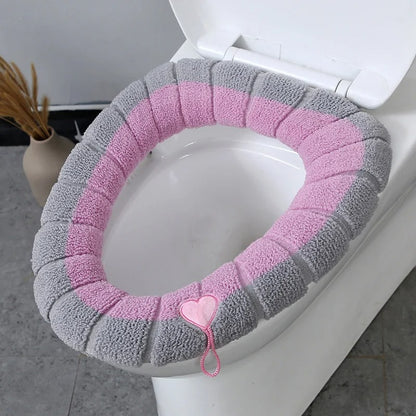 Bathroom Accessories Toilet Seat Covers,Soft and Comfortable Bathroom Toilet Seat Cushion Cover Pads,Washable Reusable - Random Color - 1Pc