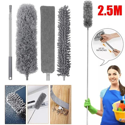 2.5M Dust Cleaner Brush Microfiber Long Extendable Duster Home Cleaning Tools Mites Gap Dust Removal Dusters