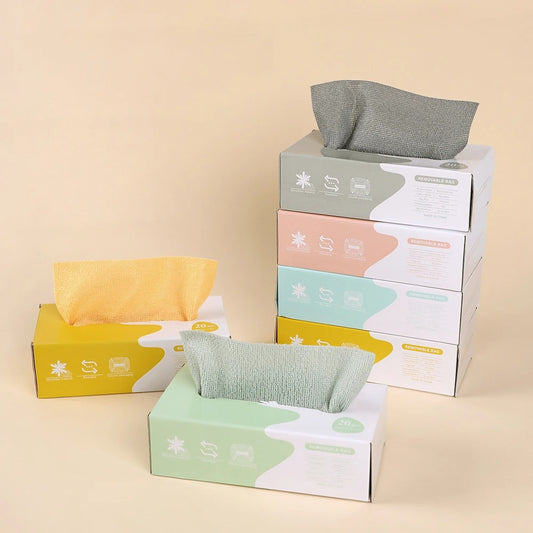 20PCS/Box Microfiber Towel Cloth Rags Absorbent Kitchen Cleaning Dishcloth Non-stick Oil Dish Rags Napkins Tableware Home Cleaning Towels Removable Microfiber Cloth Box
