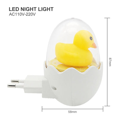 Timing Remote Control Wall Socket LED Night Light 110V 220V EU Plug Lovely Cartoon Yellow Duck Light Sensor LED Night Lamp