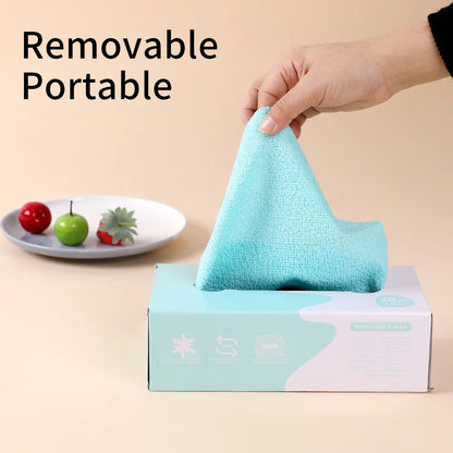 20PCS/Box Microfiber Towel Cloth Rags Absorbent Kitchen Cleaning Dishcloth Non-stick Oil Dish Rags Napkins Tableware Home Cleaning Towels Removable Microfiber Cloth Box