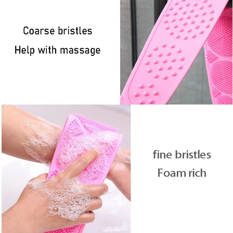 Bath Brush Exfoliating Shower Body Scrubber Silicone Massage Strap Cleaning Belt Bathroom Accessories