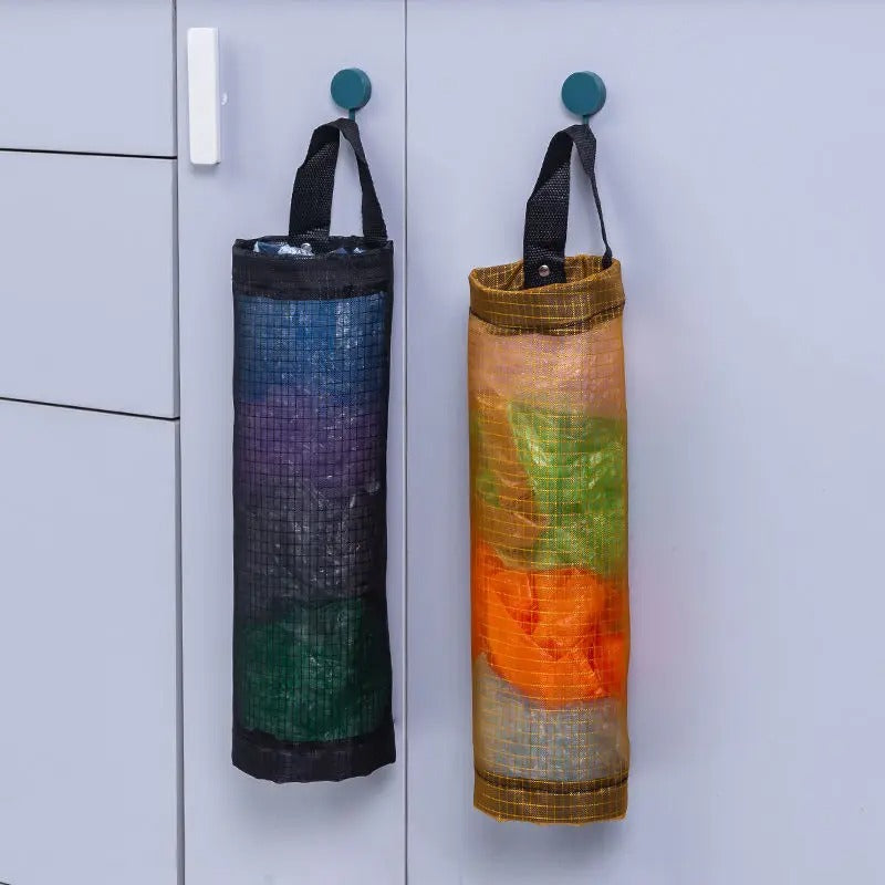 1pc Trash Hanging Storage Plastic Bags Organization Kitchen Dispenser Garbage Wall Mounred Grocery Holder Home Grocery Bag