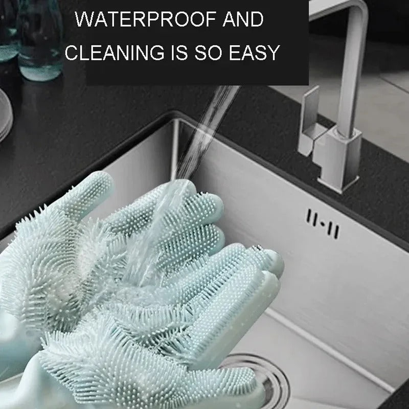 1 Pair Multi Purpose Long Magic silicone rubber gloves Waterproof scrub glove silicone dish washing gloves kitchen