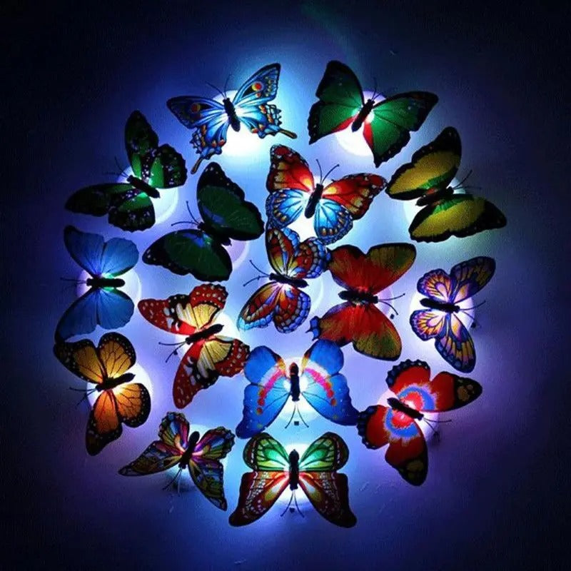 Pack of 3 Color Changing Glow In The Dark Led Butterflies Night Light Led For Kids Room