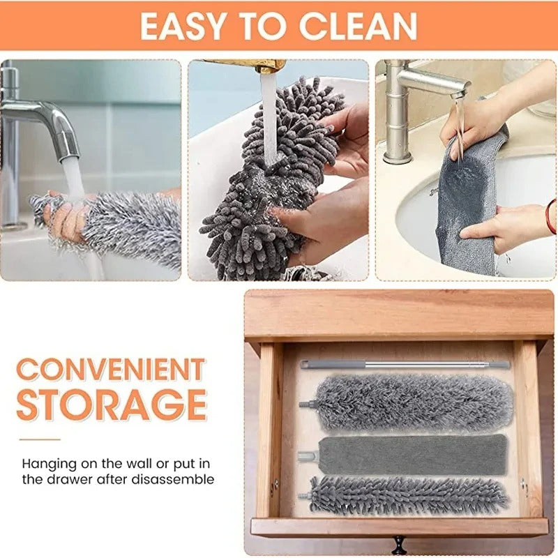 2.5M Dust Cleaner Brush Microfiber Long Extendable Duster Home Cleaning Tools Mites Gap Dust Removal Dusters
