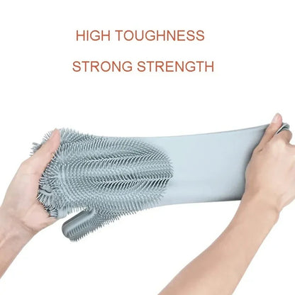 1 Pair Multi Purpose Long Magic silicone rubber gloves Waterproof scrub glove silicone dish washing gloves kitchen