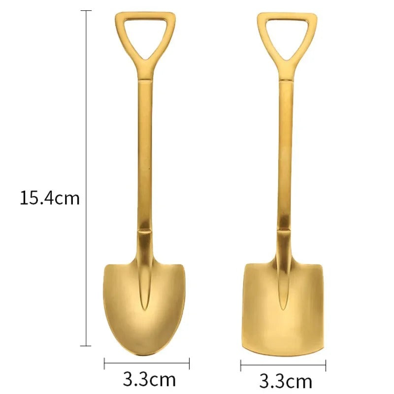 Kitchen Gadgets Spoons Shovel Shape Spoons- 2piece Stainless Steel Spoon Long Handle Coffee Ice Cream Afternoon Teaspoon for Home Kitchen Restaurant Party - 2Pcs - Multicolor