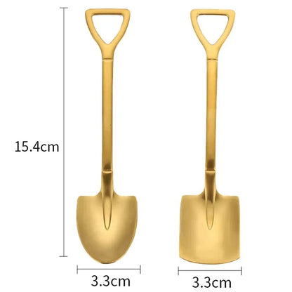 Kitchen Gadgets Spoons Shovel Shape Spoons- 2piece Stainless Steel Spoon Long Handle Coffee Ice Cream Afternoon Teaspoon for Home Kitchen Restaurant Party - 2Pcs - Multicolor