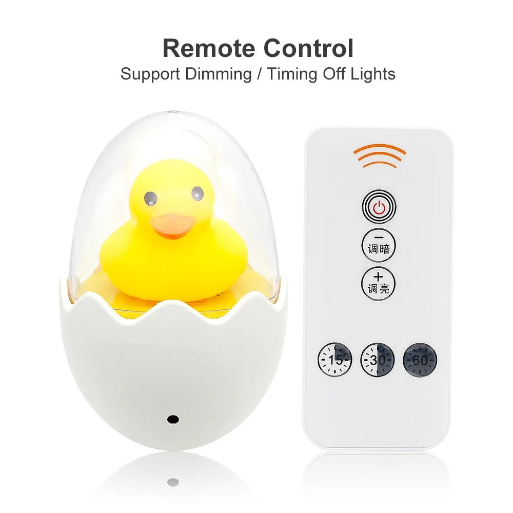 Timing Remote Control Wall Socket LED Night Light 110V 220V EU Plug Lovely Cartoon Yellow Duck Light Sensor LED Night Lamp