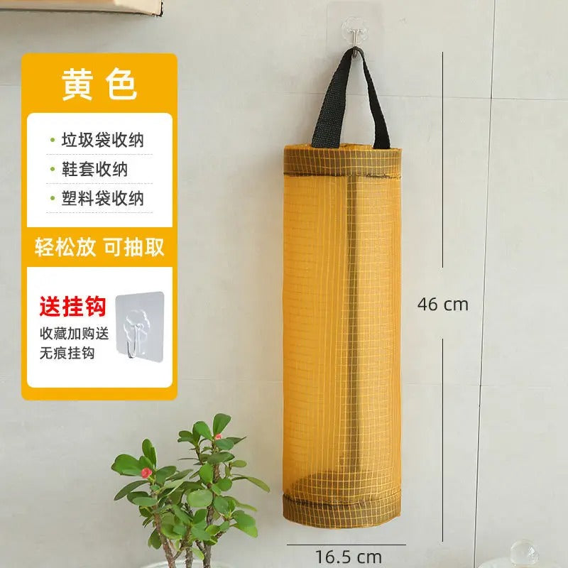 1pc Trash Hanging Storage Plastic Bags Organization Kitchen Dispenser Garbage Wall Mounred Grocery Holder Home Grocery Bag