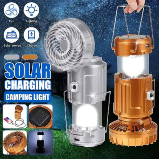 3IN1 Solar Portable Camping Lanterns Electric Fan 1500mAh LED Solar Power Hanging Tent Rechargeable Outdoor Emergency Lamp with Fan
