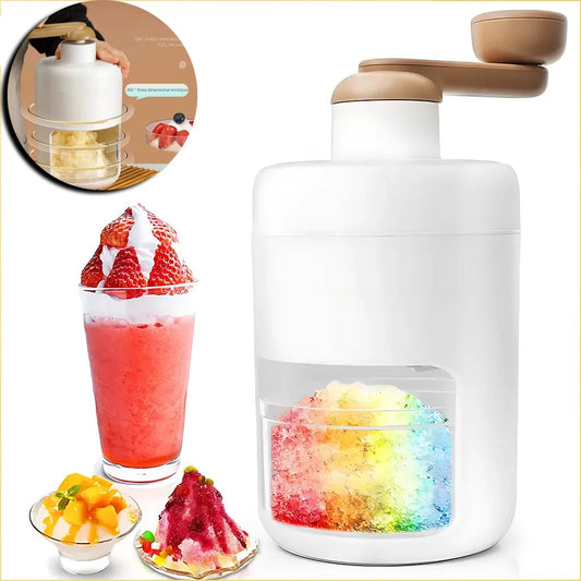 Shaved Ice Machine Mini Ice Crusher Hand Operated Shaved Ice Milkshake Maker Household Portable Small Hail Machine Kitchen Tool