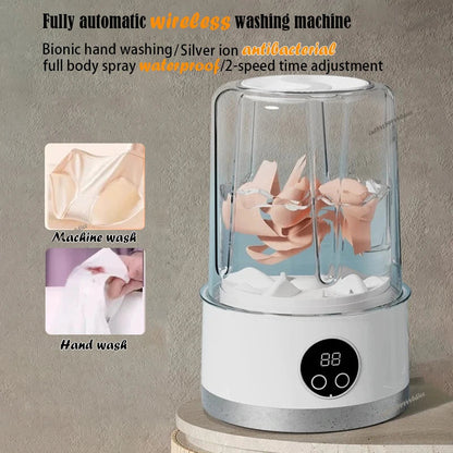 Wireless Charging Portable Washing Machine for Underwear and Socks,Mini Washer for Home and Dormitory with Portable Laundry Cup