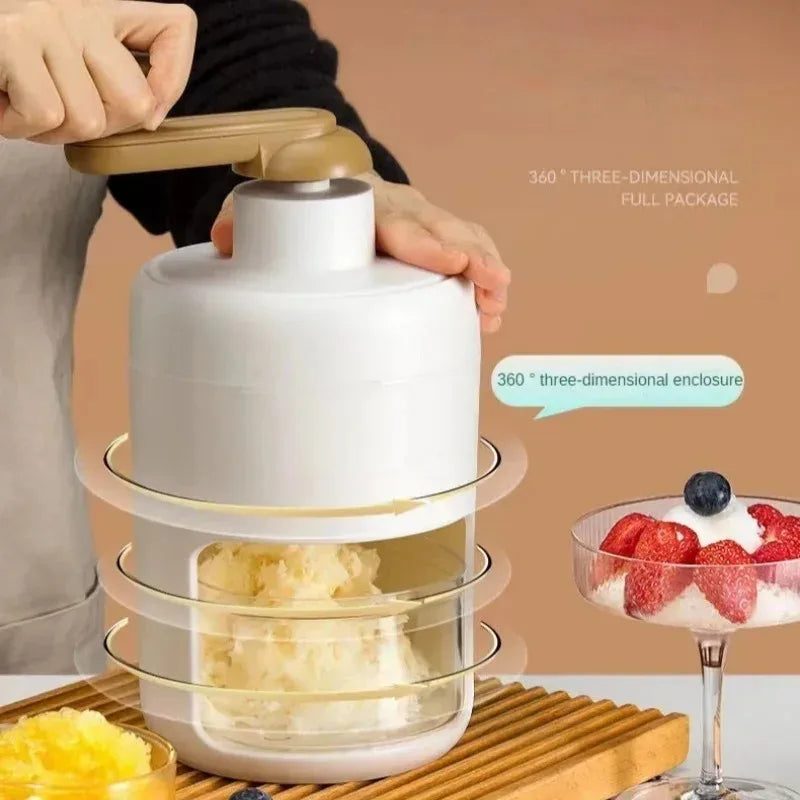 Shaved Ice Machine Mini Ice Crusher Hand Operated Shaved Ice Milkshake Maker Household Portable Small Hail Machine Kitchen Tool