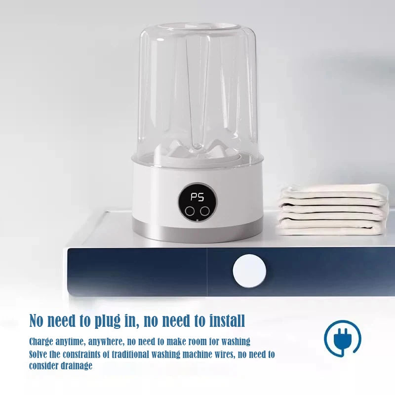 Wireless Charging Portable Washing Machine for Underwear and Socks,Mini Washer for Home and Dormitory with Portable Laundry Cup