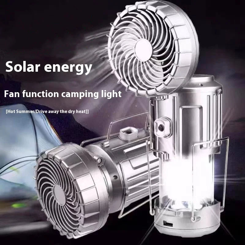 3IN1 Solar Portable Camping Lanterns Electric Fan 1500mAh LED Solar Power Hanging Tent Rechargeable Outdoor Emergency Lamp with Fan