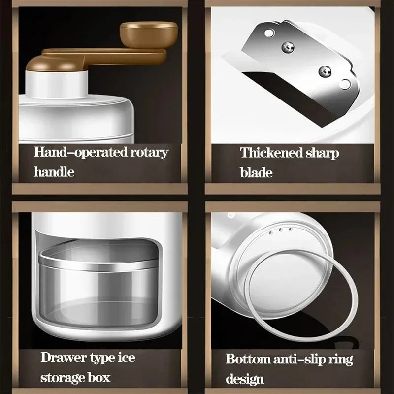 Shaved Ice Machine Mini Ice Crusher Hand Operated Shaved Ice Milkshake Maker Household Portable Small Hail Machine Kitchen Tool