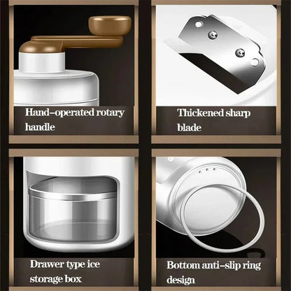 Shaved Ice Machine Mini Ice Crusher Hand Operated Shaved Ice Milkshake Maker Household Portable Small Hail Machine Kitchen Tool