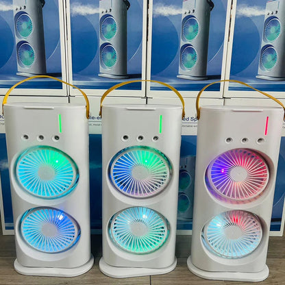 Double Ended Spray Cooler, 2025 New 3 Gears USB Rechargeable Quiet fan with LED Light , Mini Cooler for Business & Home Use, Energy Saving, Heatstroke Prevention