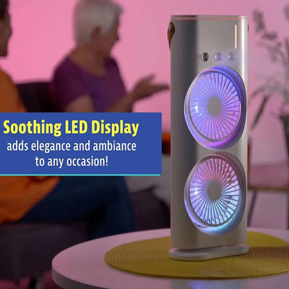 Double Ended Spray Cooler, 2025 New 3 Gears USB Rechargeable Quiet fan with LED Light , Mini Cooler for Business & Home Use, Energy Saving, Heatstroke Prevention
