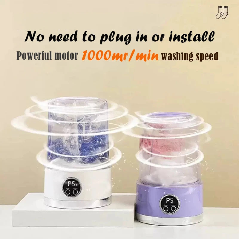 Wireless Charging Portable Washing Machine for Underwear and Socks,Mini Washer for Home and Dormitory with Portable Laundry Cup