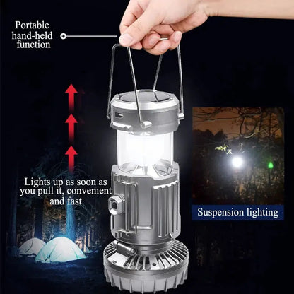 3IN1 Solar Portable Camping Lanterns Electric Fan 1500mAh LED Solar Power Hanging Tent Rechargeable Outdoor Emergency Lamp with Fan