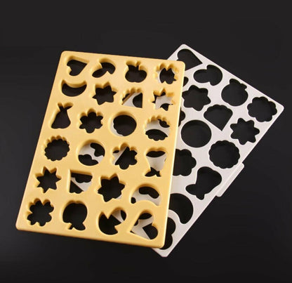 24 Shapes Cookie Cutting Sheet Cutter Mold One Press Heart Moon Star Fruit Platter