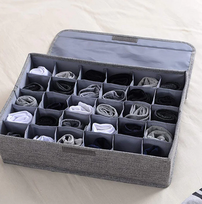 24 Grid Underwear Socks Storage Organizer With Foldable Closet Drawer Divider
