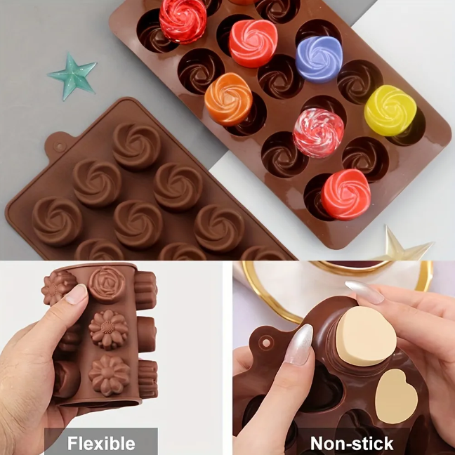 Silicone Chocolate Mold Non-Stick Candy Jelly & Cookie