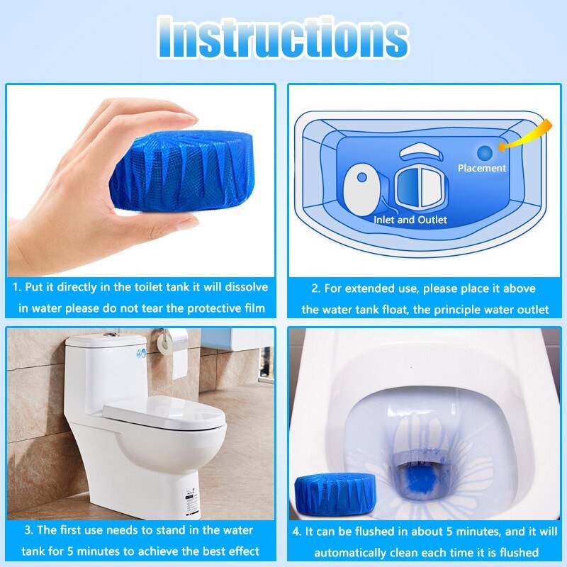 10Pcs Home Toilet Bowl Cleaner Tablets